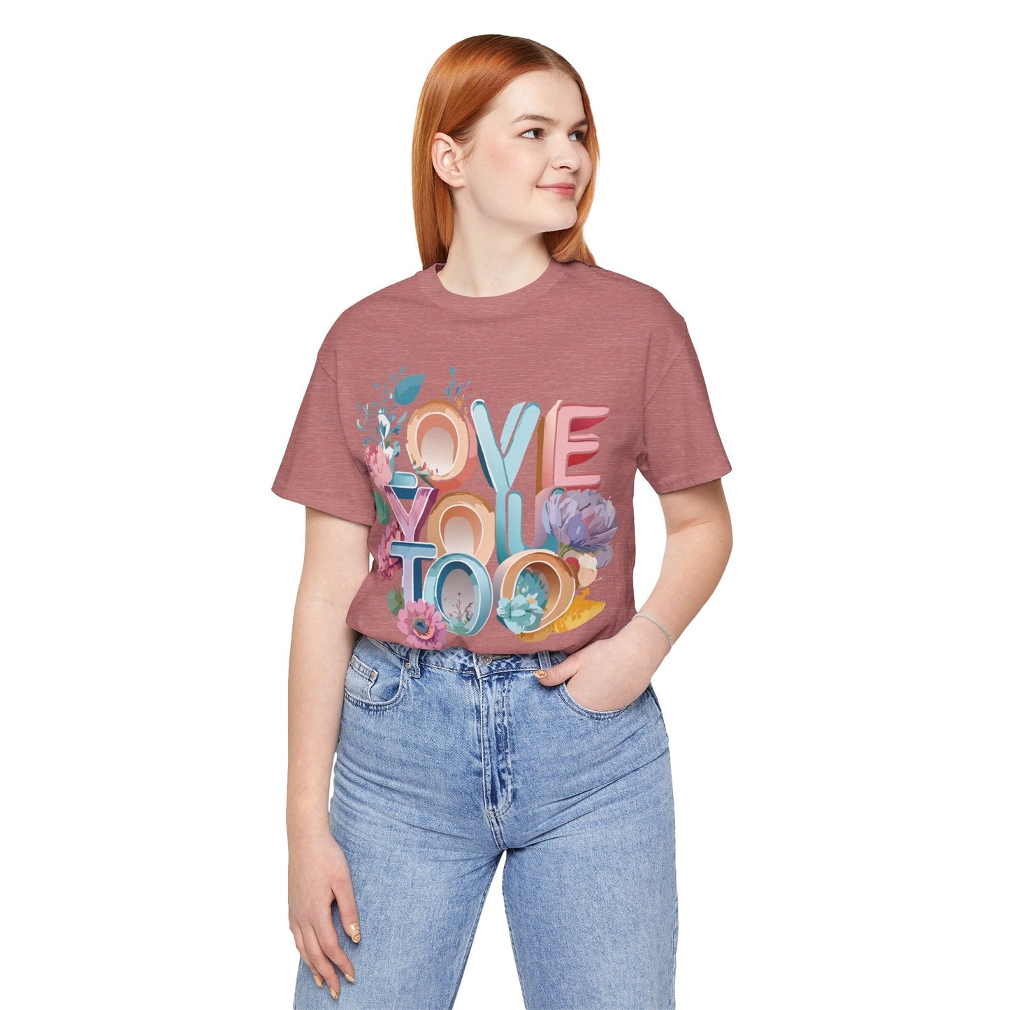 Valentine Day Graphic Unisex 100 Cotton Vintage Artwork with Love and Flower Design Tee 39