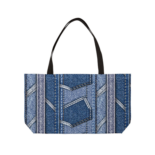 Denim Print Yoga Bag High-Quality 100% Spun Poly 24x13 Canvas Bag 90
