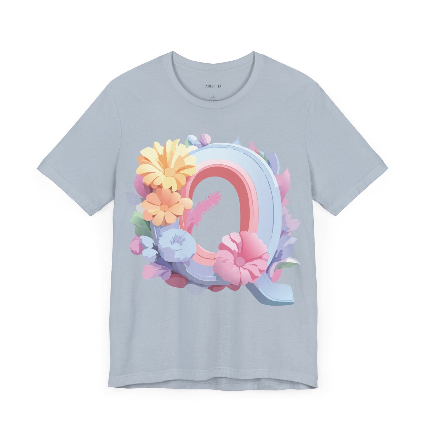 Unisex Letter Q Graphic Tee By Adelpha Vintage Inspired Art Design Short Sleeve Shirt