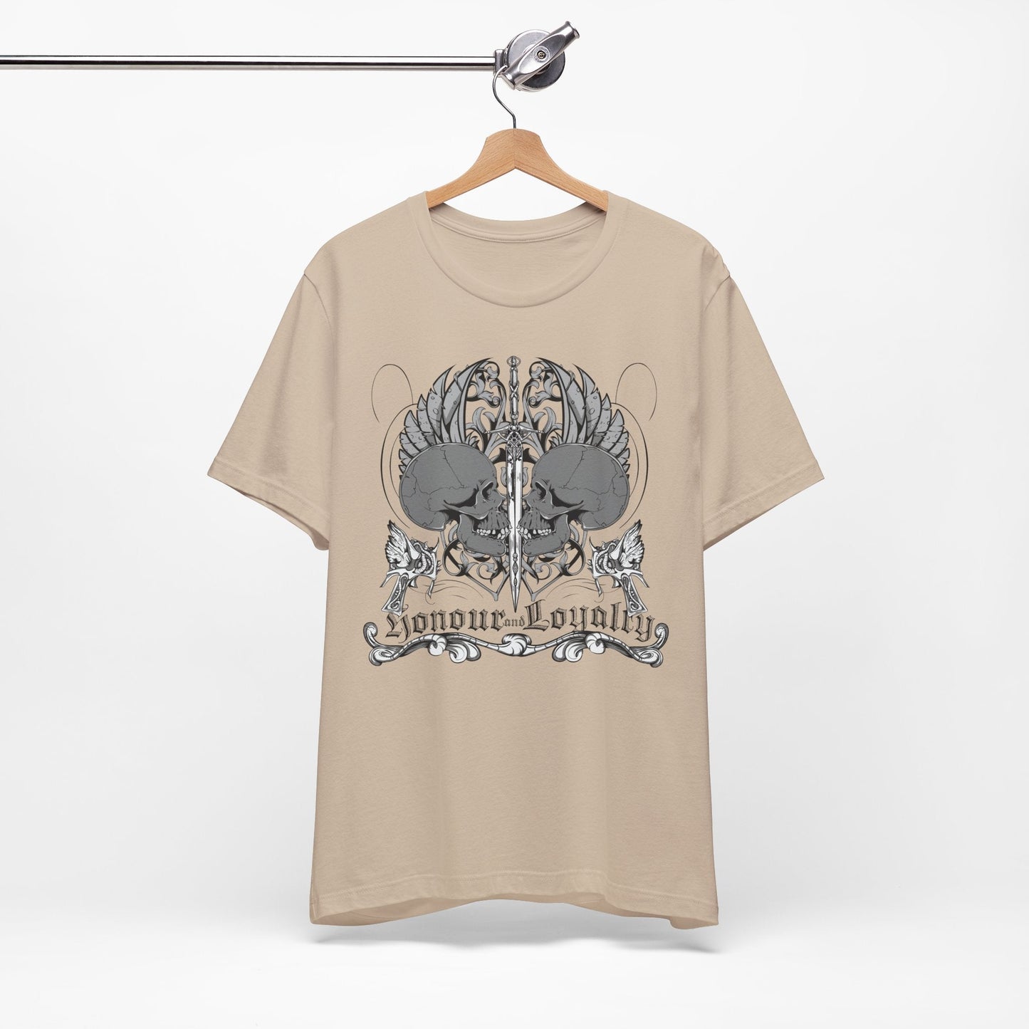 Honor Loyalty crest tee Gothic heraldry skulls wings emblem Art-48