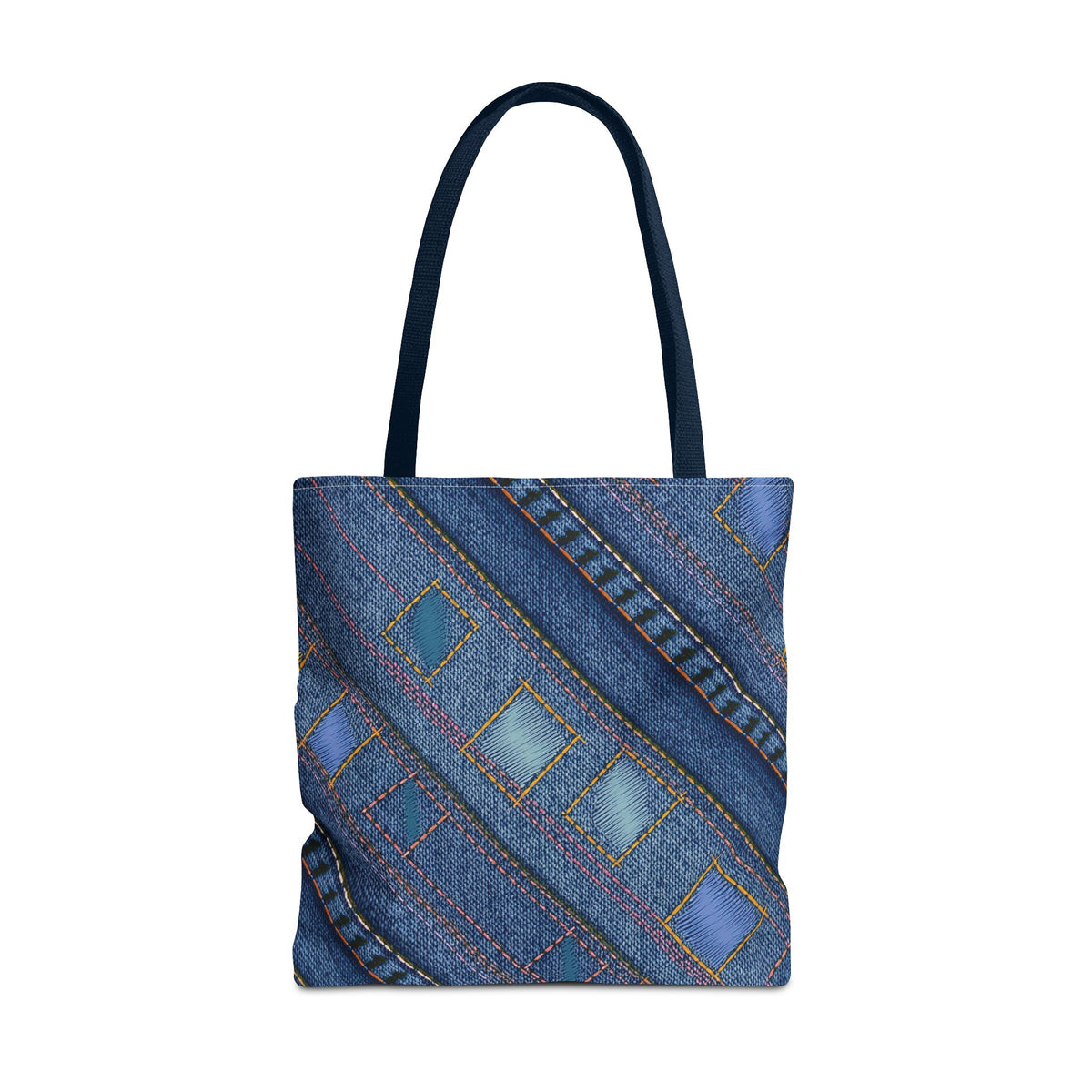 Denim Fabric Imitation Print Unisex Canvas Bag Poly Spun 3 Sizes Tote Bag 189-2