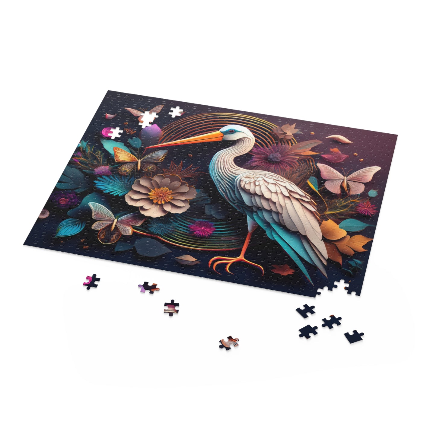 Puzzles-41 Kids Stork Puzzle 500-Piece | Floral Stork Puzzle 500-Piece, Birds Kids Puzzles Size: 16" x 20",  Ages 9+