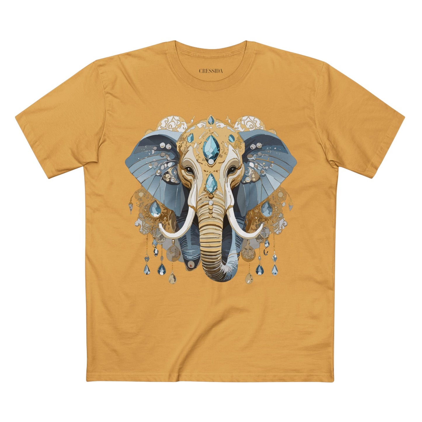 Elephant Graphic Unisex 100 Cotton Tee With Unique Animal Golden Medallion Art Design 35