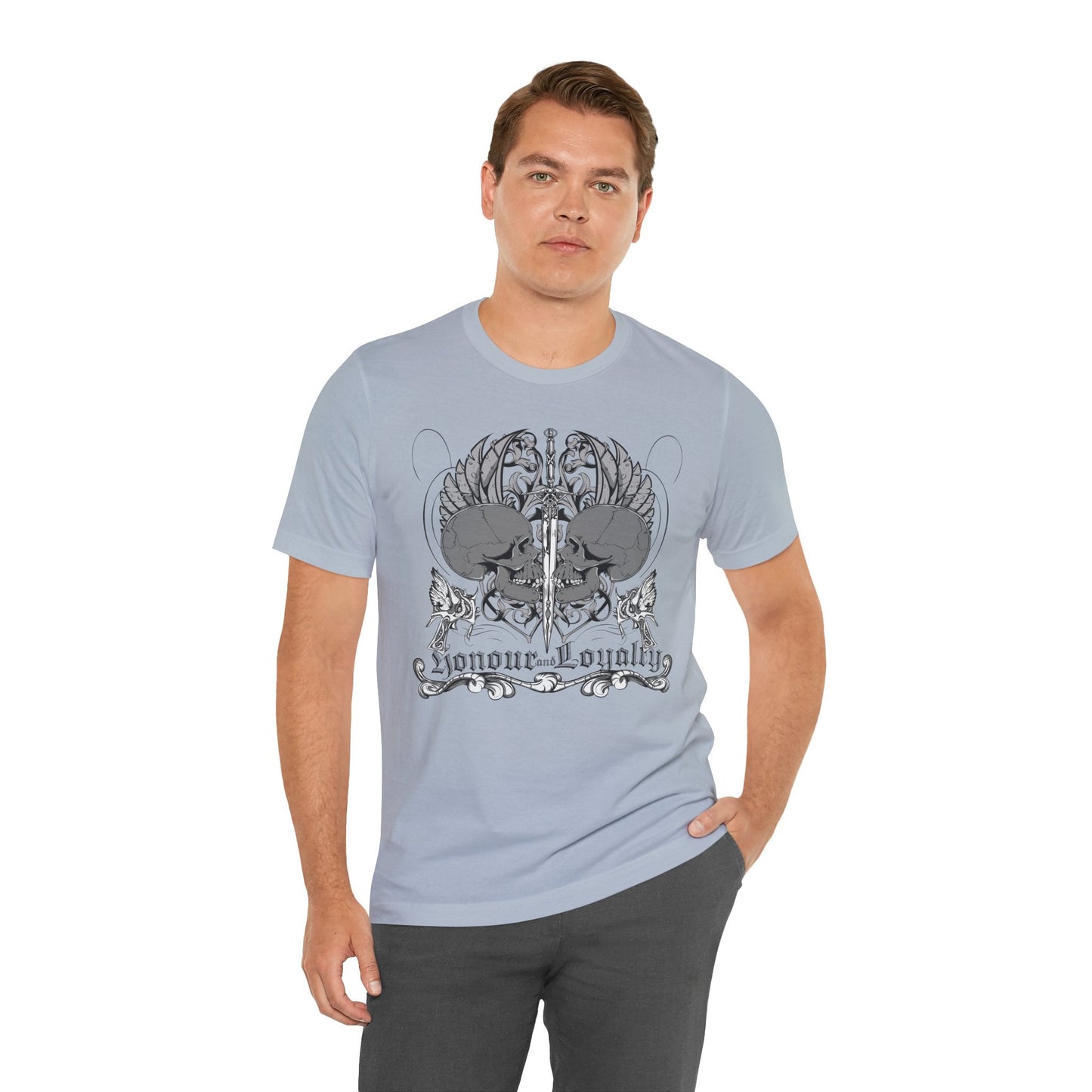 Honor Loyalty crest tee Gothic heraldry skulls wings emblem Art-48