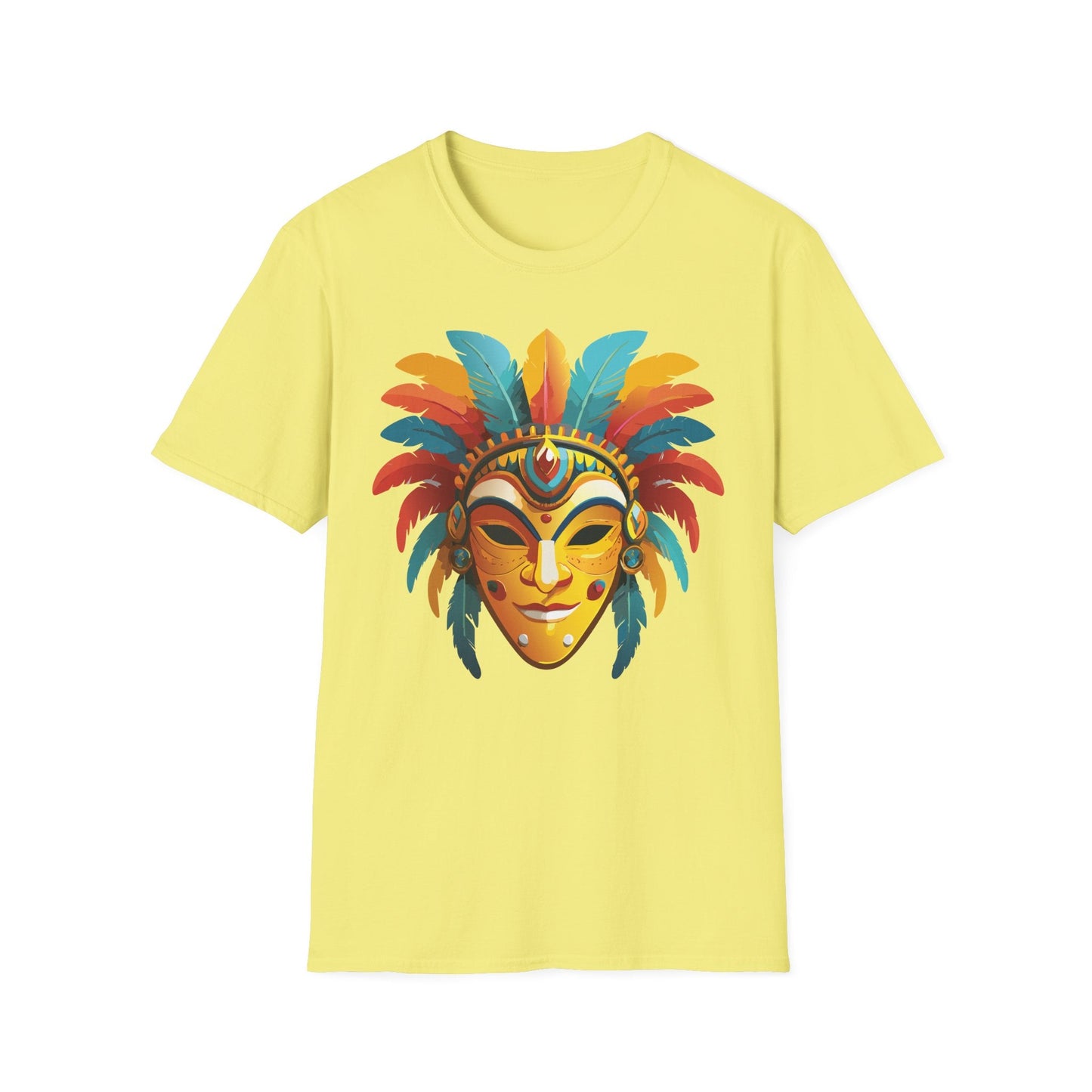 Mask Tee Shirt Unisex Masquerade Design Gildan Softstyle 100 Percent Cotton Tee for Everyday Comfort