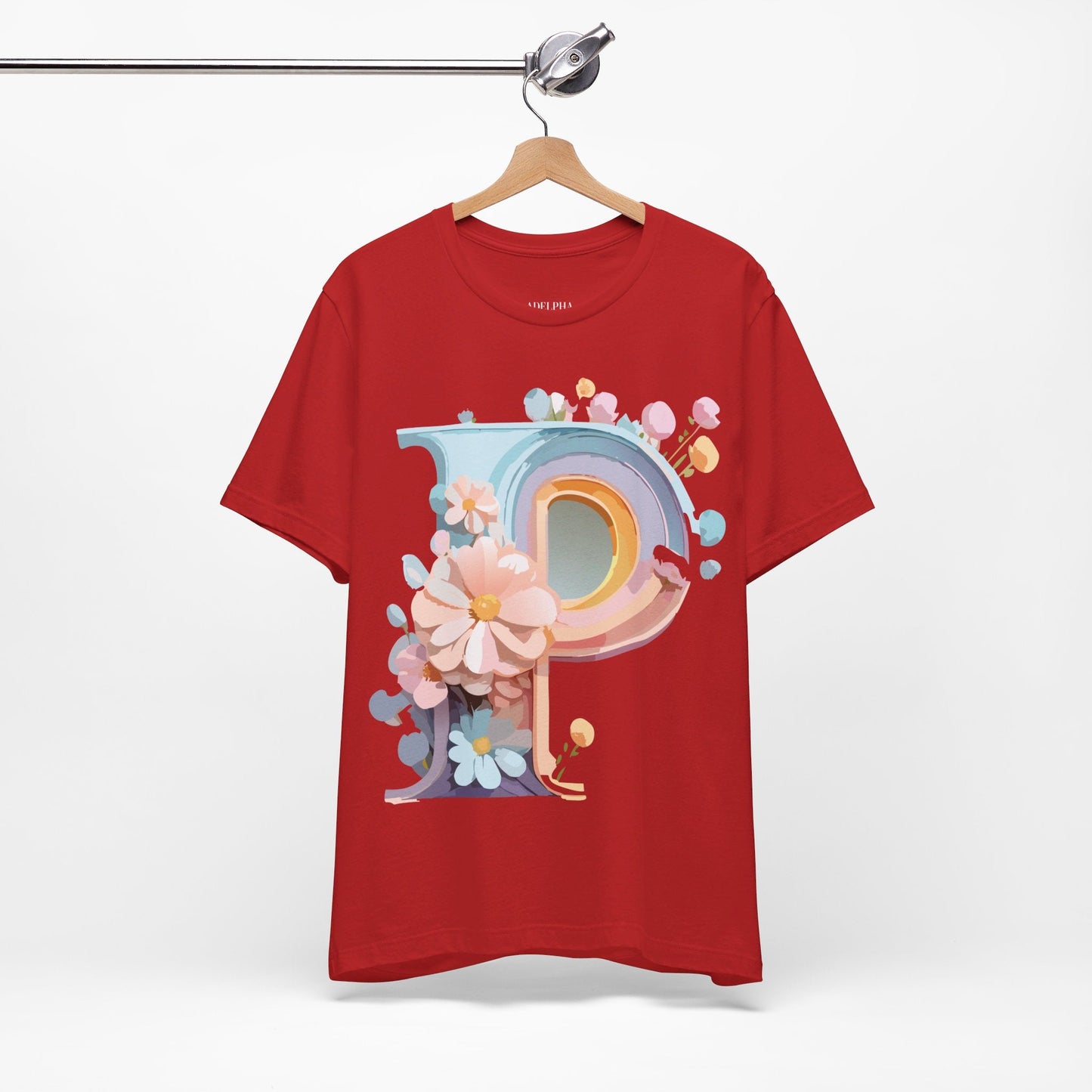 Letter P Shirt Graphic Tee Unisex Short Sleeve Vintage Inspired Art From Adelpha
