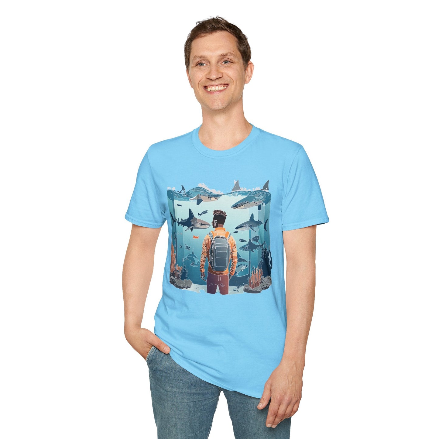 Ocean Themed Unisex Short Sleeve Tee Gildan Softstyle 64000 Ocean Inspired Art Design