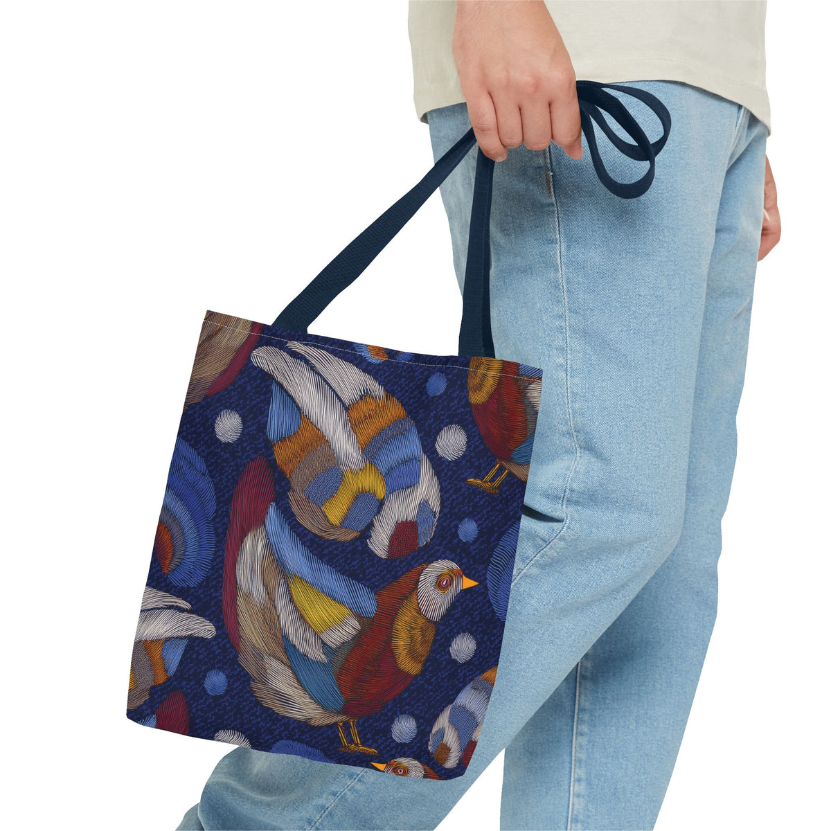 Denim Fabric Imitation Print Unisex Canvas Bag Poly Spun 3 Sizes Tote Bag 194-9