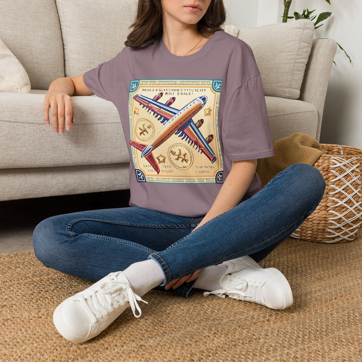 Aviator Vintage Plane T-Shirt — Retro Travel Aircraft Design Travel Post Graphic Design Unisex 100 Cotton Gildan T-Shirt