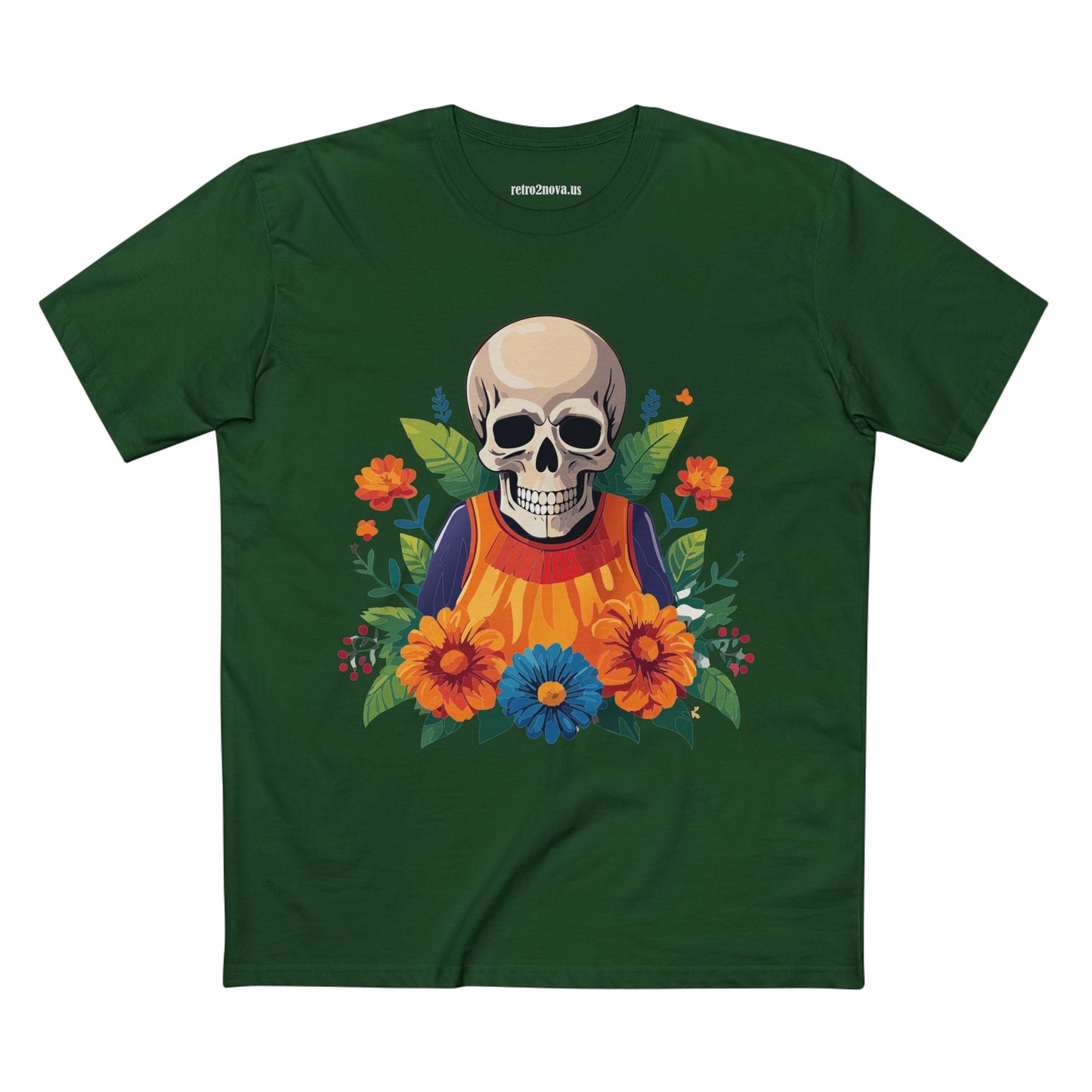 Retro2Nova Skull Shirt Unisex Skeleton Tee Premium Cotton Art Design Original Artwork Collection