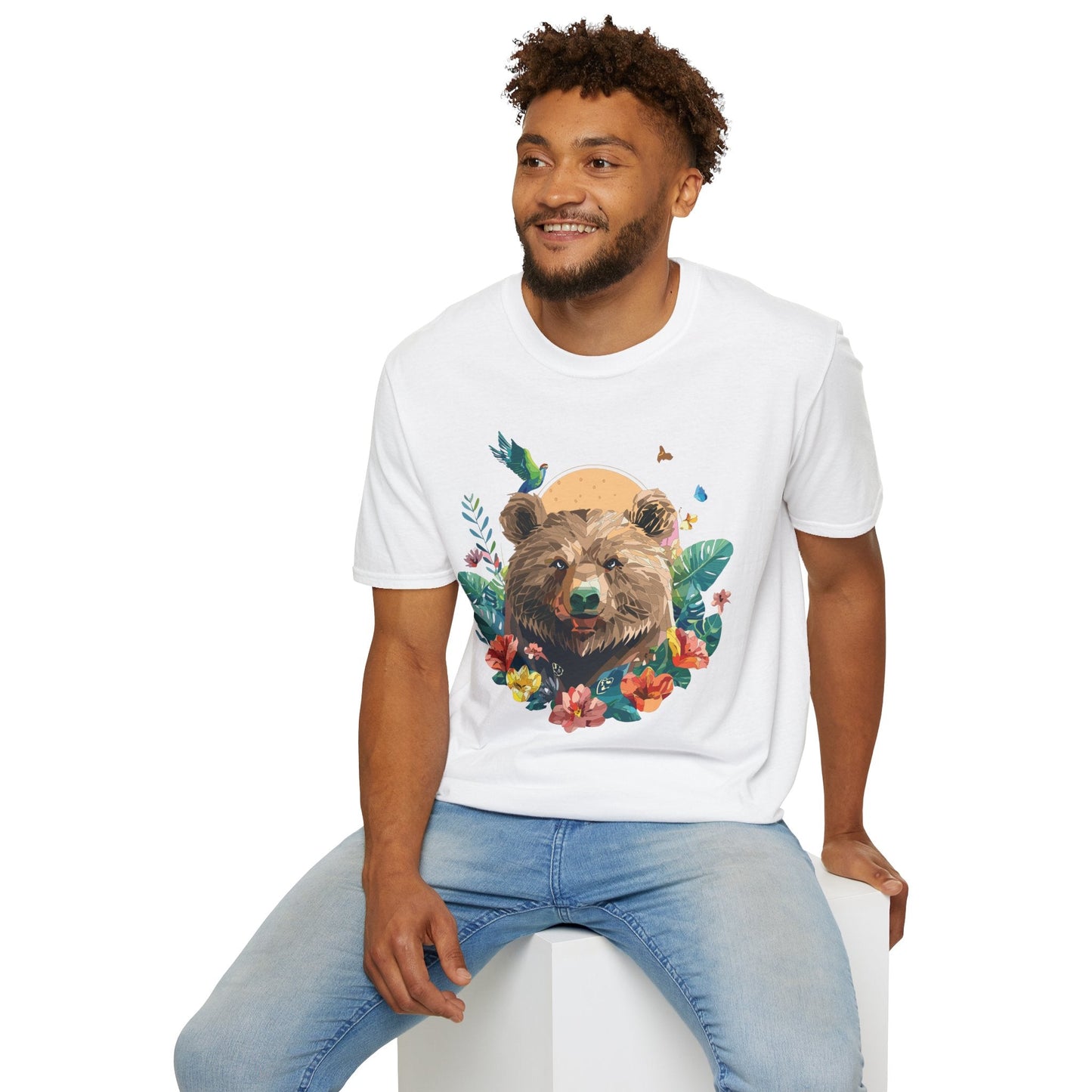 Bear T Shirt Unisex Graphic Tee Bear Lover Gift 100 Percent Ring Spun Cotton Softstyle 64000 Gildan