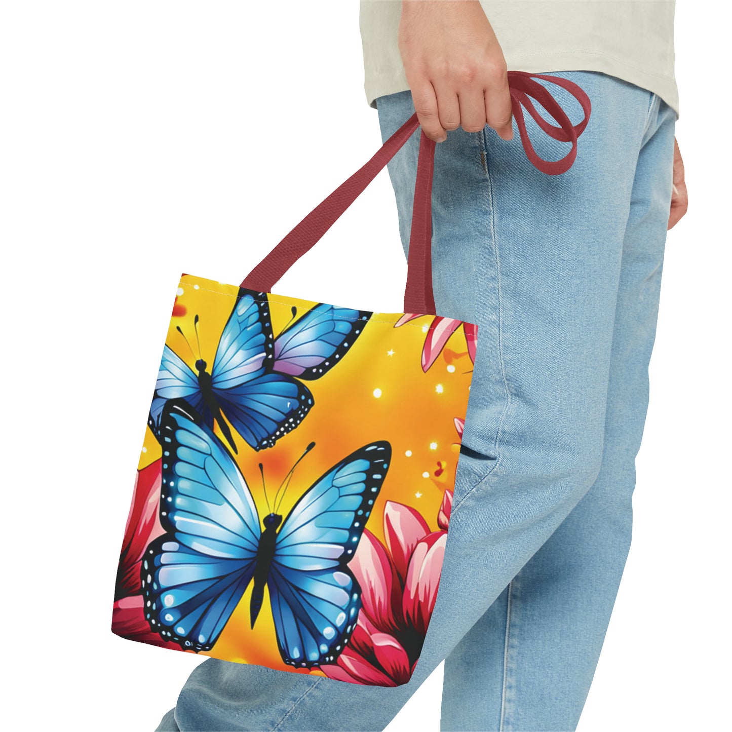 Bolsa de lona con estampado de mariposas 