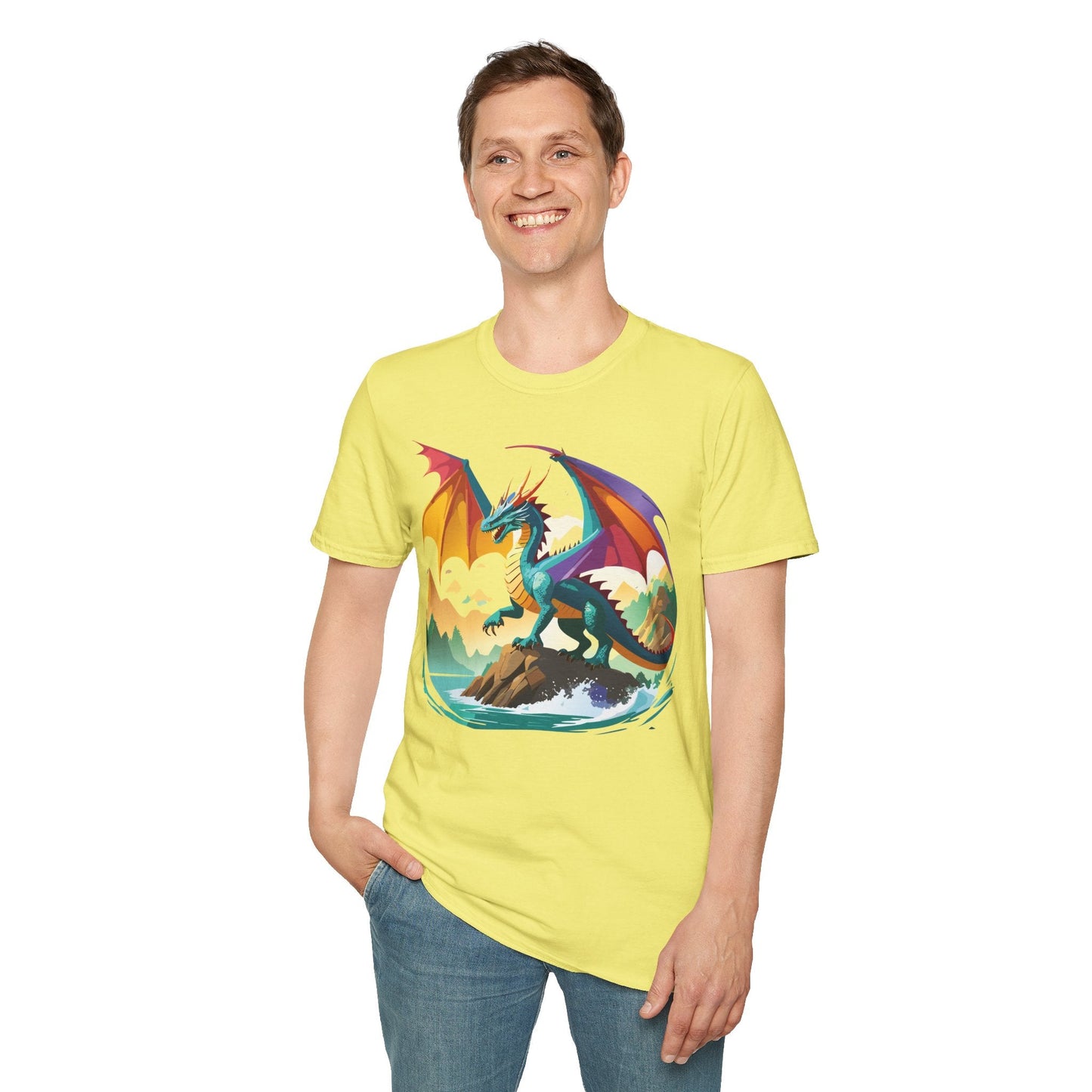 Dragon T Shirt Unisex Dragon Shirt Animal Design Softstyle Tee 100 Percent Cotton