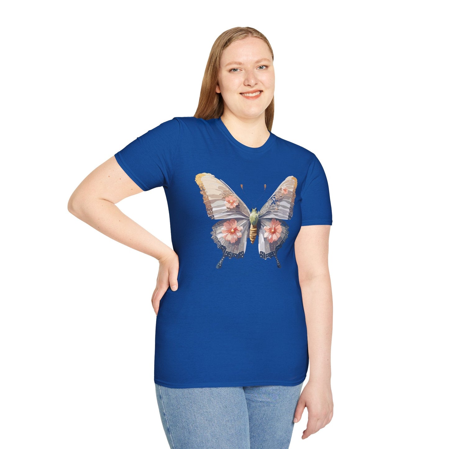 Butterfly T Shirt Unisex Monarch Design Gildan Softstyle 64000 100 Percent Ring Spun Cotton