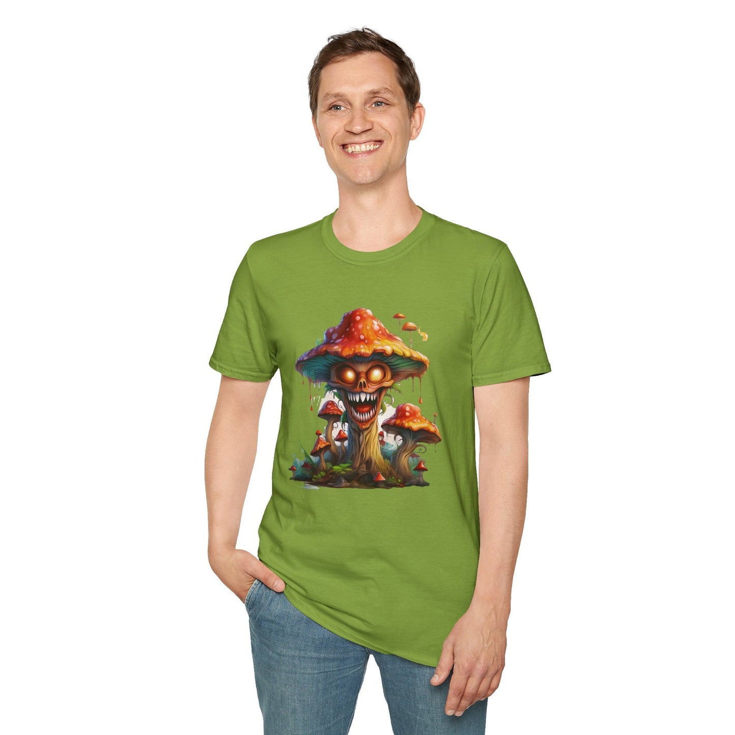 Mashroom Tee Shirt Unisex Softstyle 64000 100% Ring Spun Cotton with Funny Mushroom Artwork