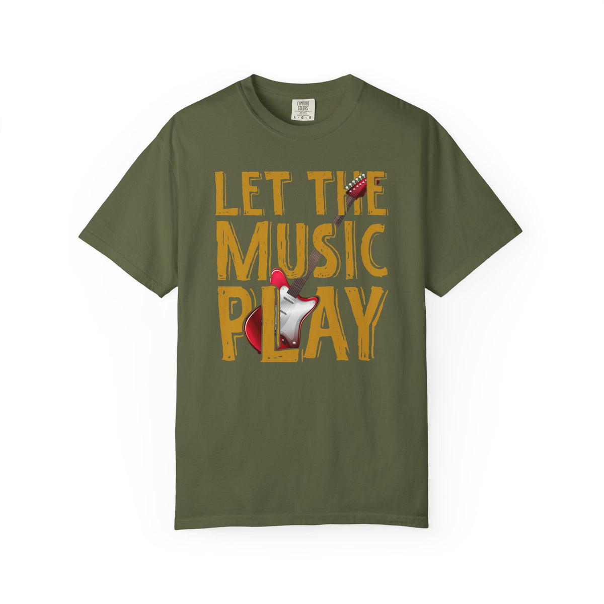 Let The Music Play Guitar T-shirt Music Typography Unisex Cotton Tee Comfort Colors 002