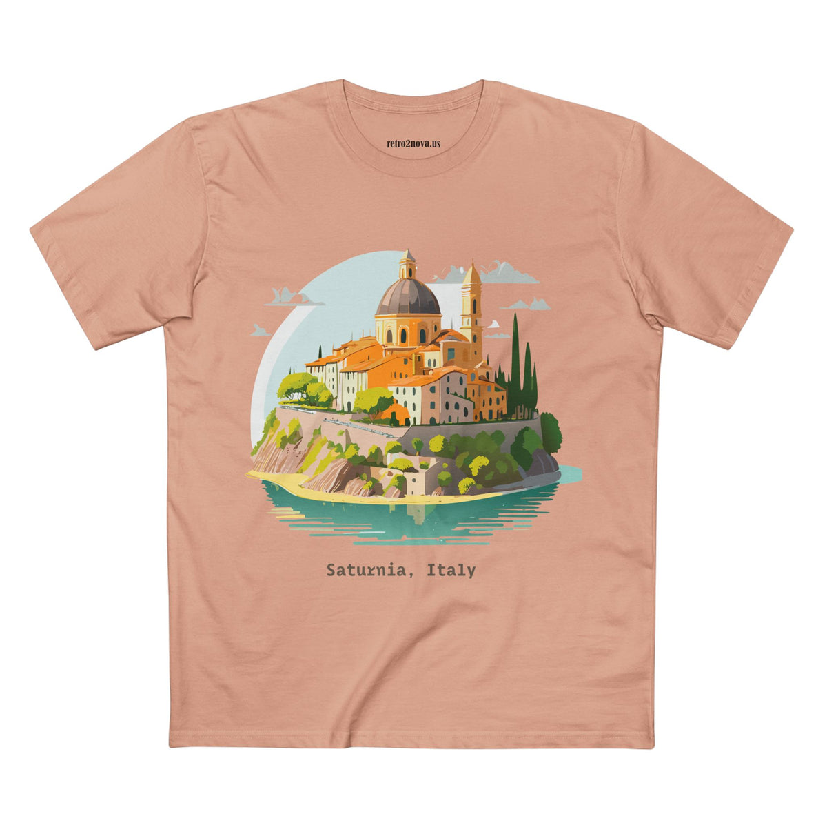 Saturnia Italy townscape T-Shirt | Travel illustration tee, Italian village