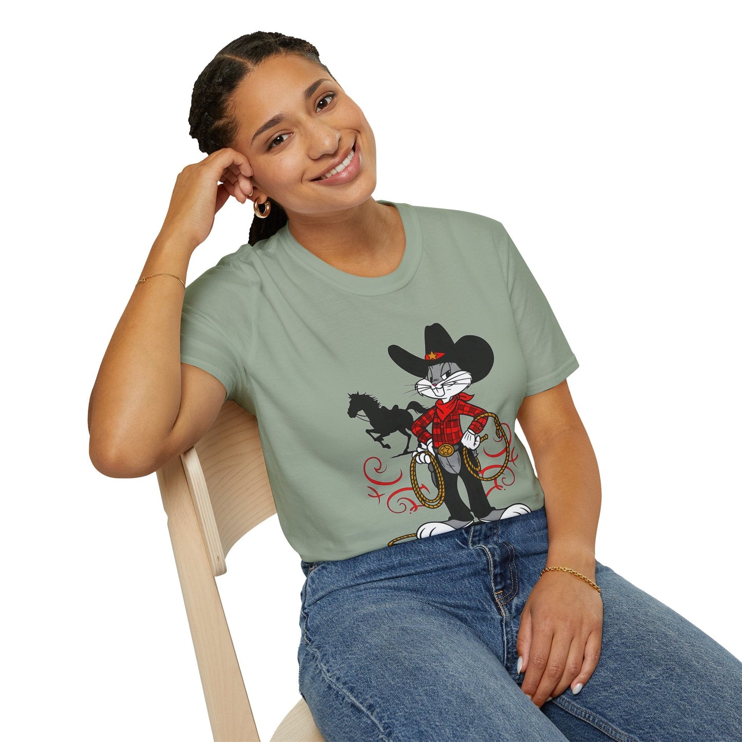 Cartoon Bunny Graphic Unisex Cotton Animal Animation Artwork Design Tee 1