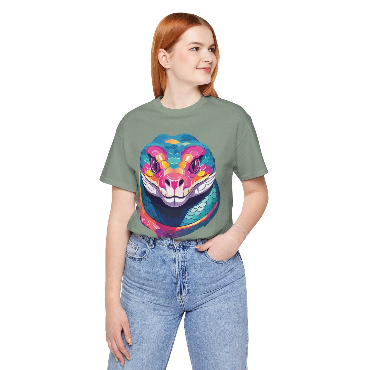 Unisex Animal Tee Shirt With Art Design, Wild Animals Short Sleeve Graphic Tee For Everyday Wear