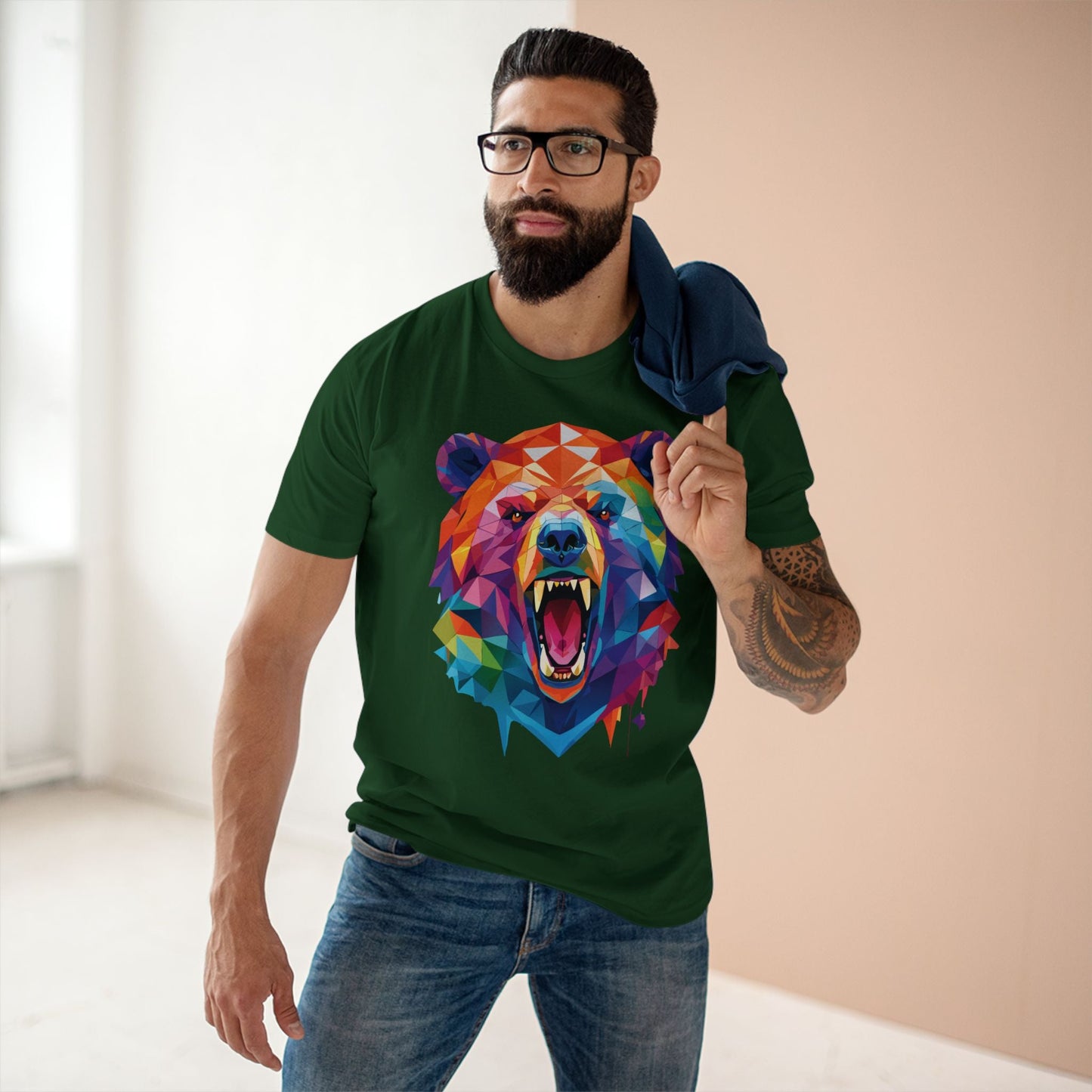 Bear Graphic Unisex 100 Cotton Staple Tee with Animal Design Artwork 15