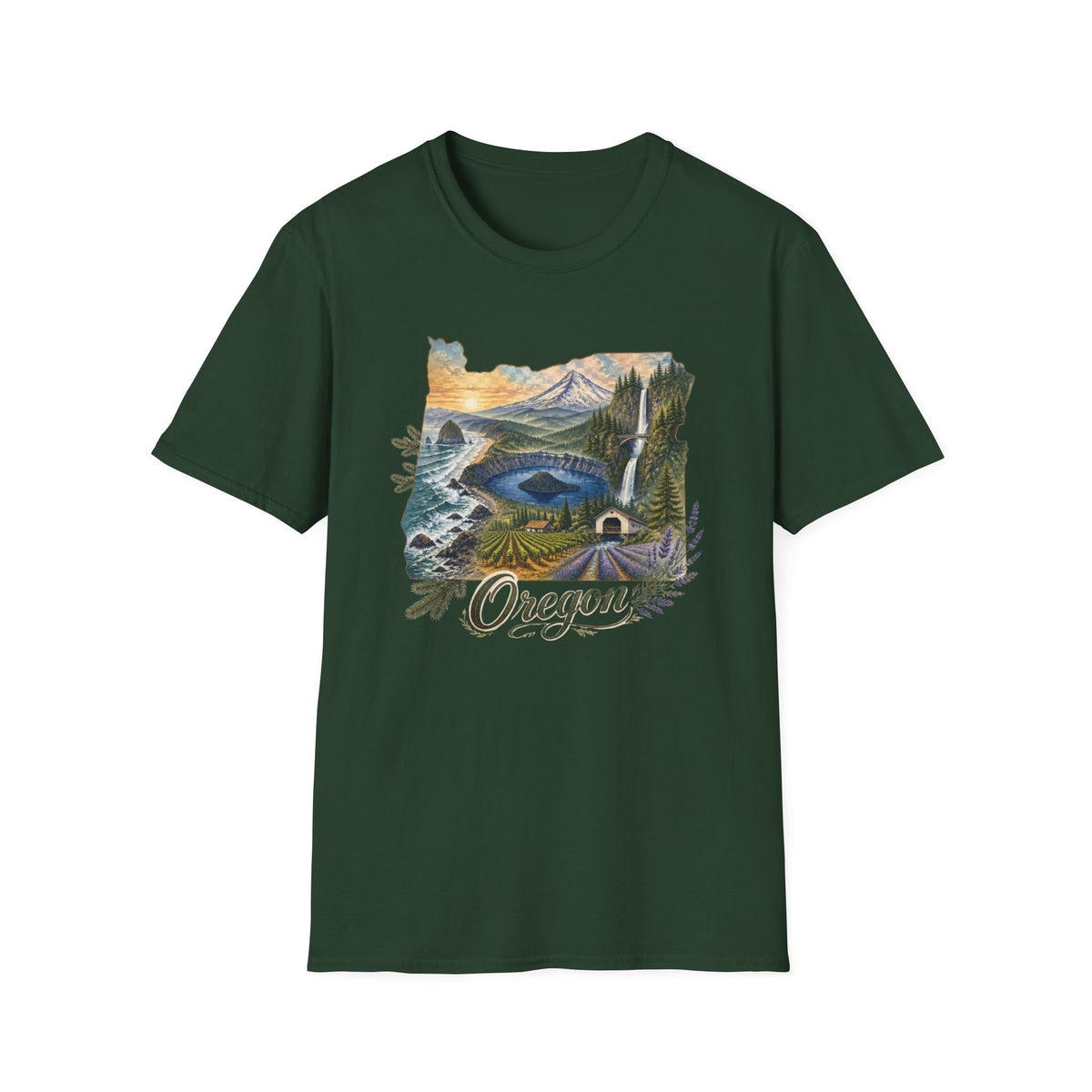 Oregon Crater Lake Mountains Travel Graphic Design Unisex 100 Cotton Gildan T-Shirt