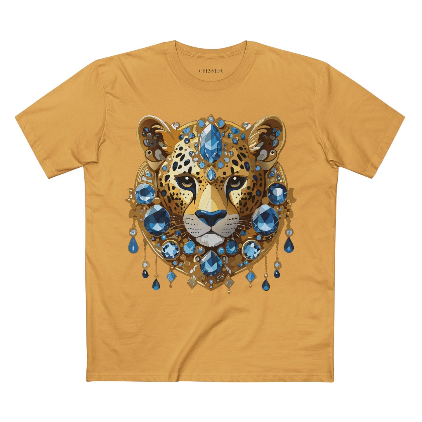 Cheetah Graphic Unisex 100 Cotton Tee With Unique Animal Golden Medallion Art Design 49