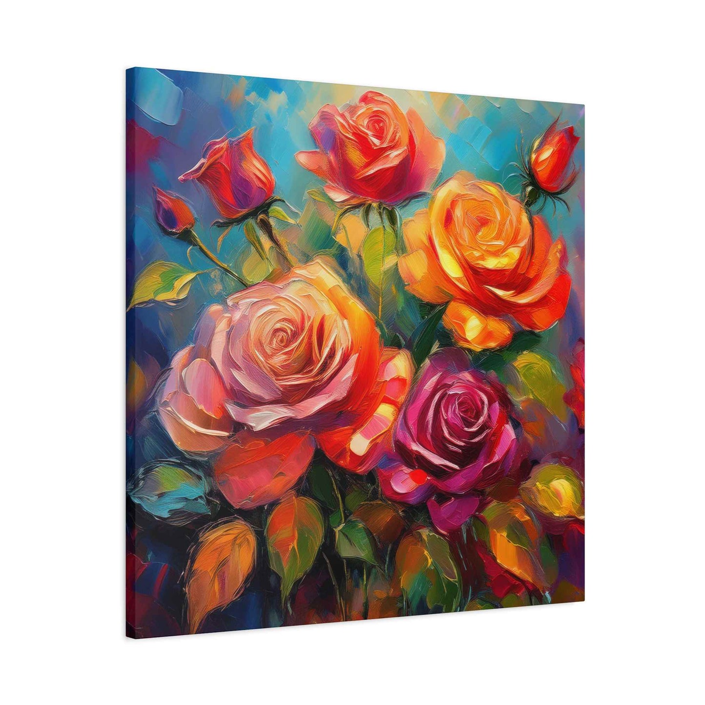 Orange Roses Print Canvas, Roses Oil Paint Print 20x20, 24x24, 30x30, 32x32, 36x36, Floral Art Design Print Non-Frame MC-17
