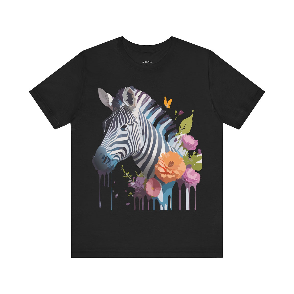 Zebra Graphic Unisex Cotton Bella+Canvas Tee with Art Animal Design e75