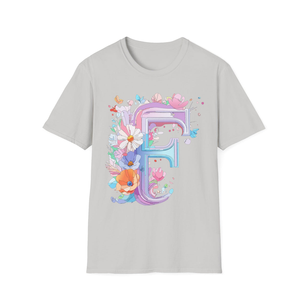 Floral Letter F T-Shirt | Watercolor Monogram Tee