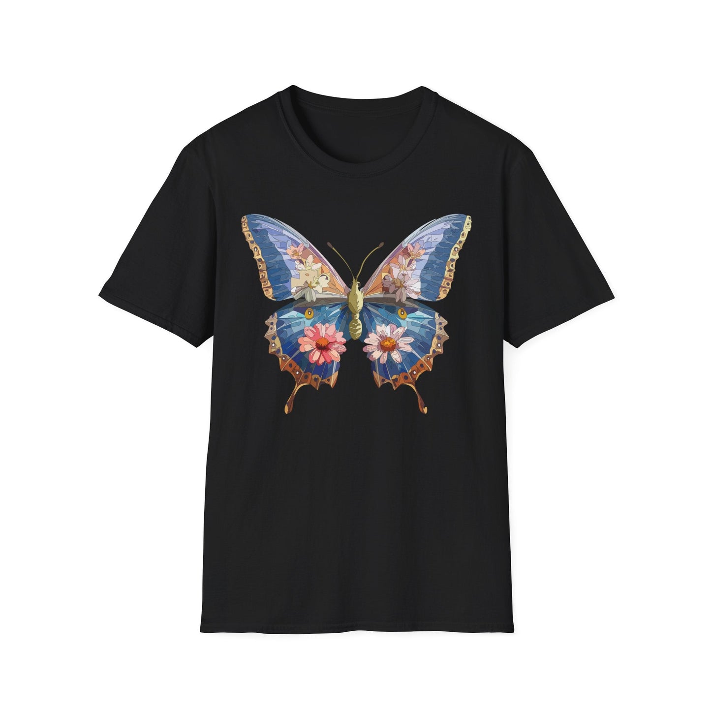 Butterfly T Shirt Unisex Softstyle 64000 Gildan Monarch Design 100 Percent Ring Spun Cotton Tee