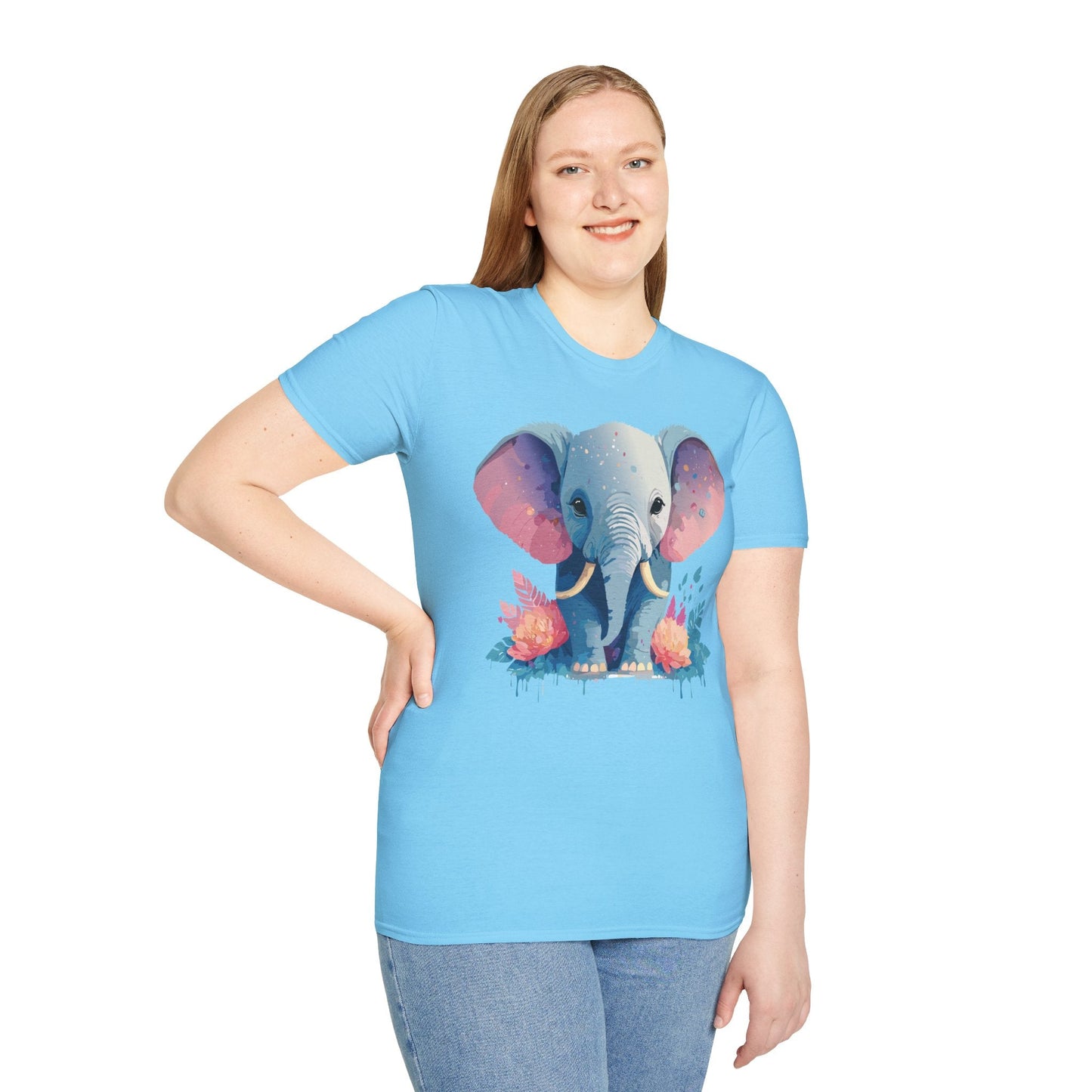 Elephant T Shirt For Adults Unisex Gildan Softstyle 64000 100 Percent Ring Spun Cotton Tee