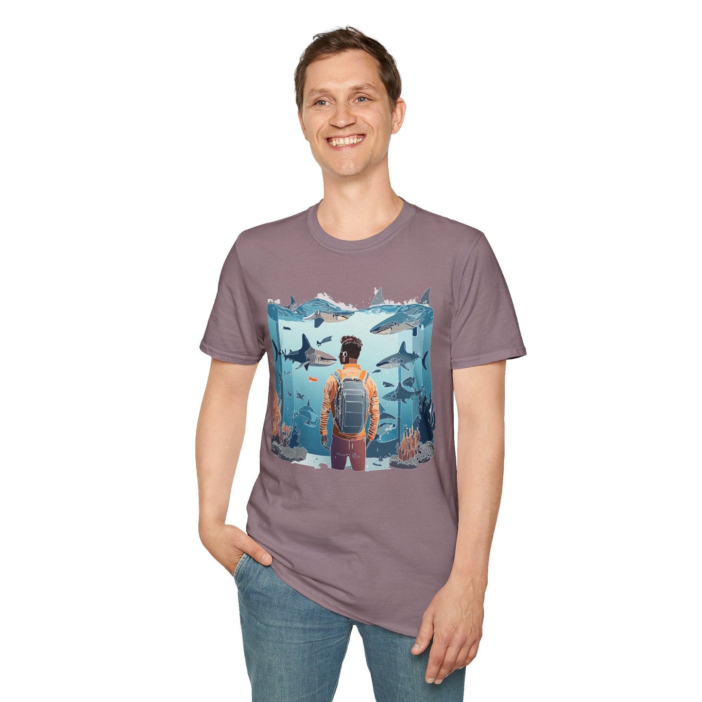 Ocean Themed Unisex Short Sleeve Tee Gildan Softstyle 64000 Ocean Inspired Art Design