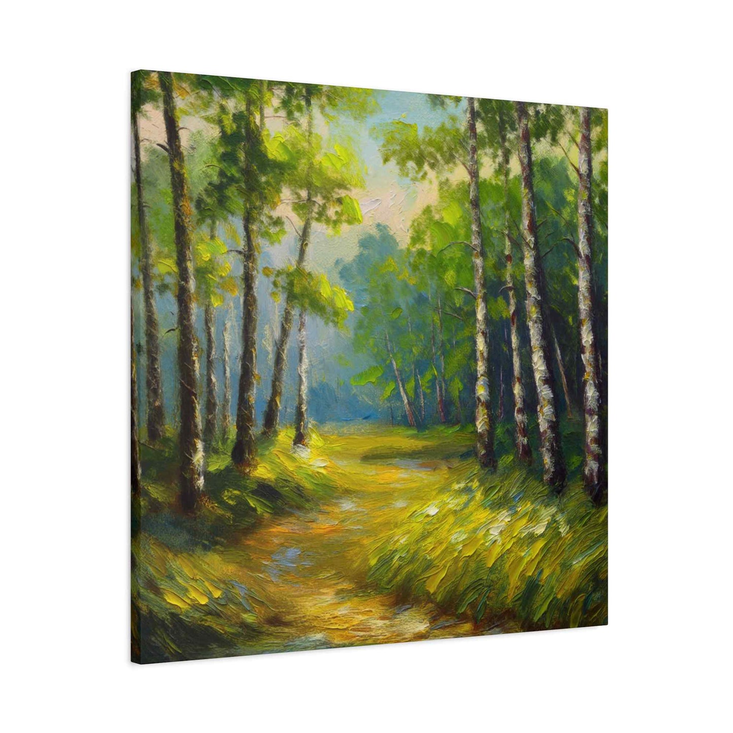 Summer Forest Print Canvas, Oil Paint Print 20x20, 24x24, 30x30, 32x32, 36x36 Art Design Pine-Wood Inner Frame MC-87