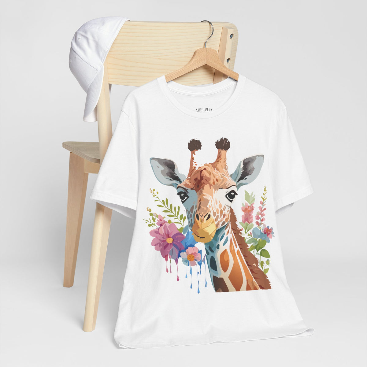 Giraffe Graphic Unisex Cotton Bella+Canvas Tee with Art Animal Design e21