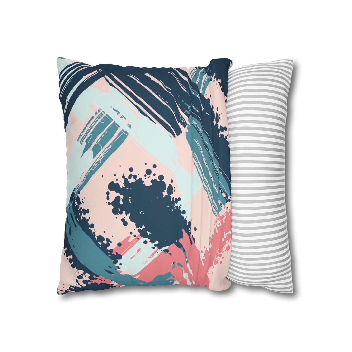 Faux Suede Pillowcase with Abstract print