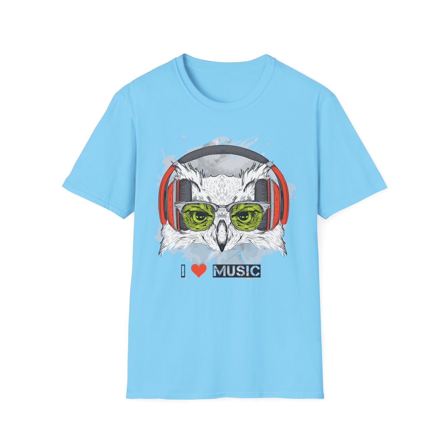 Music Owl T-Shirt Unisex Cotton Short Sleeves I love Music Graphic Tee