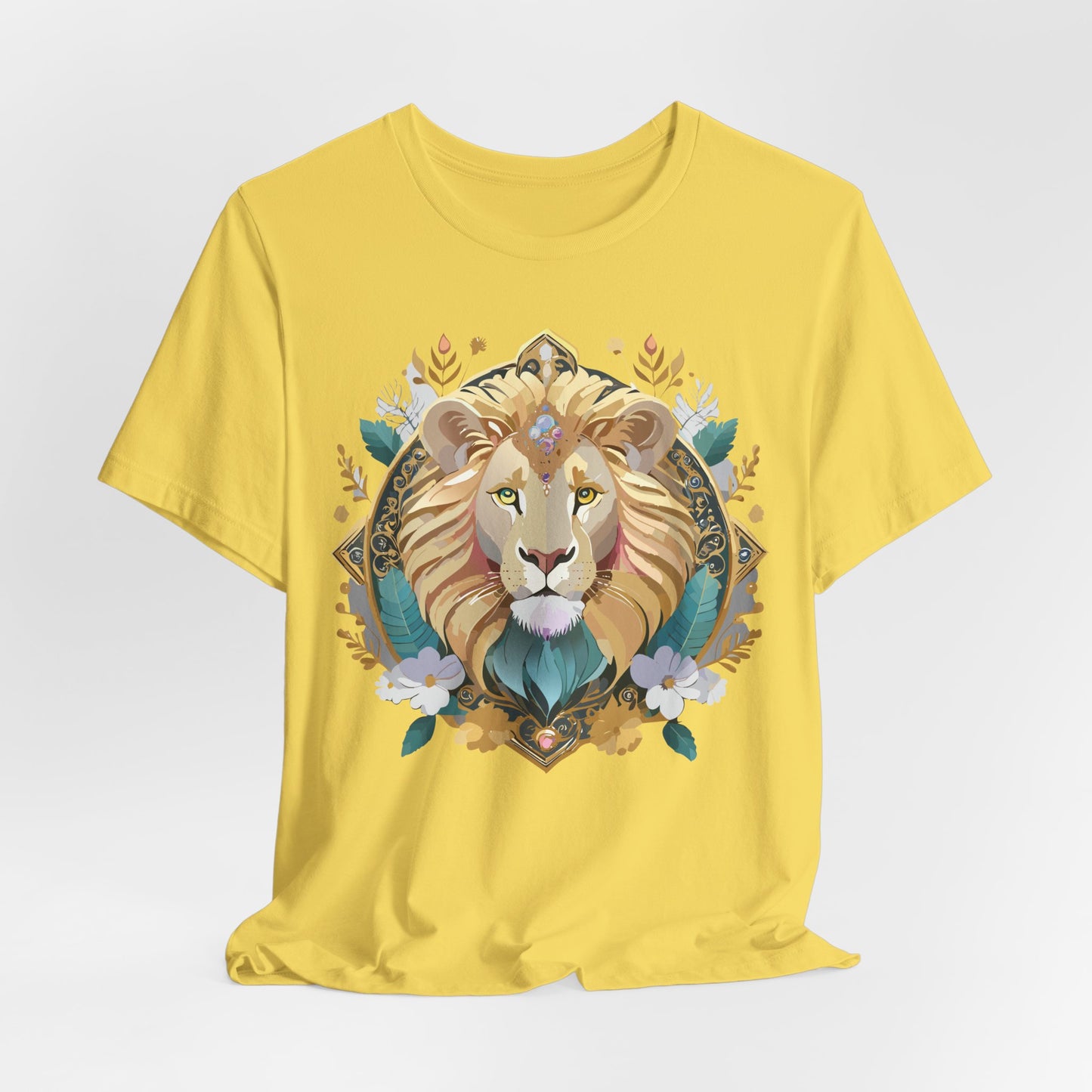 Unisex Lion Graphic Tee, Animal Shirt, Tee Shirt with Lion, Medallion T-Shirt, Animal Medallion Tees 2