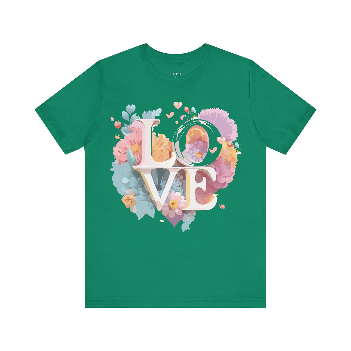 Valentine's Day Graphic Unisex Cotton Bella+Canvas Tee with Floral Art Design d123