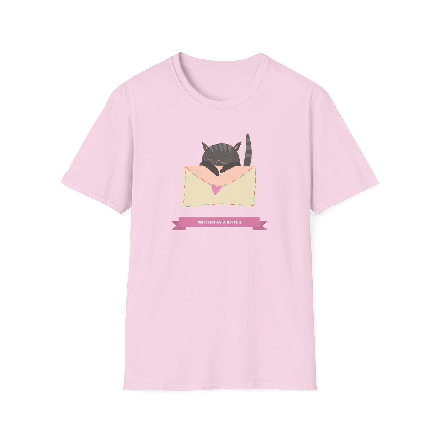 Cat Heart T-Shirt, T-Shirt with Love Cat, Valentine Day Tees with Animals, Unisex Cotton Tee with Art Design 34