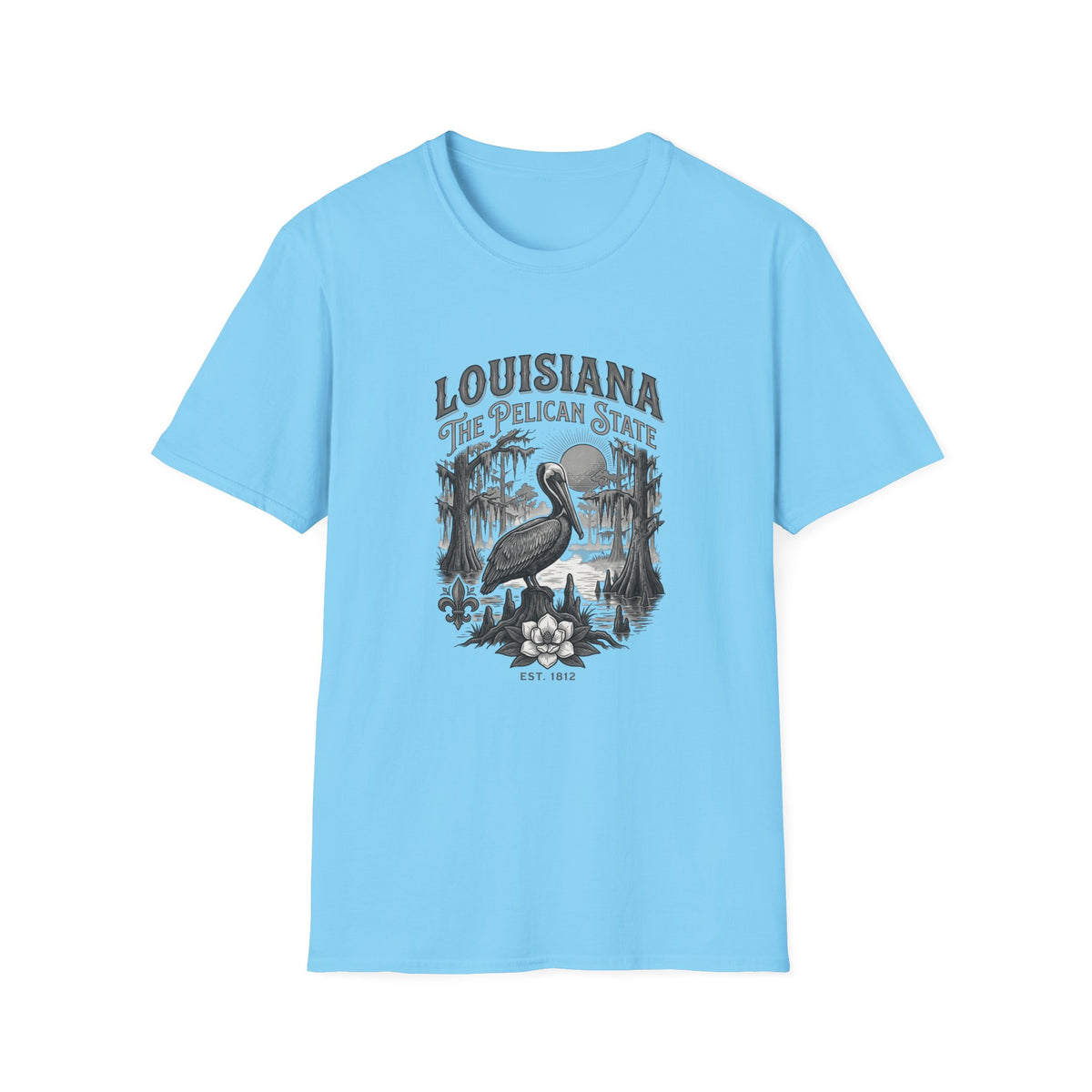 Louisiana Pelican State T-Shirt — Vintage Travel Tourist Graphic Design Unisex 100 Cotton Gildan T-Shirt