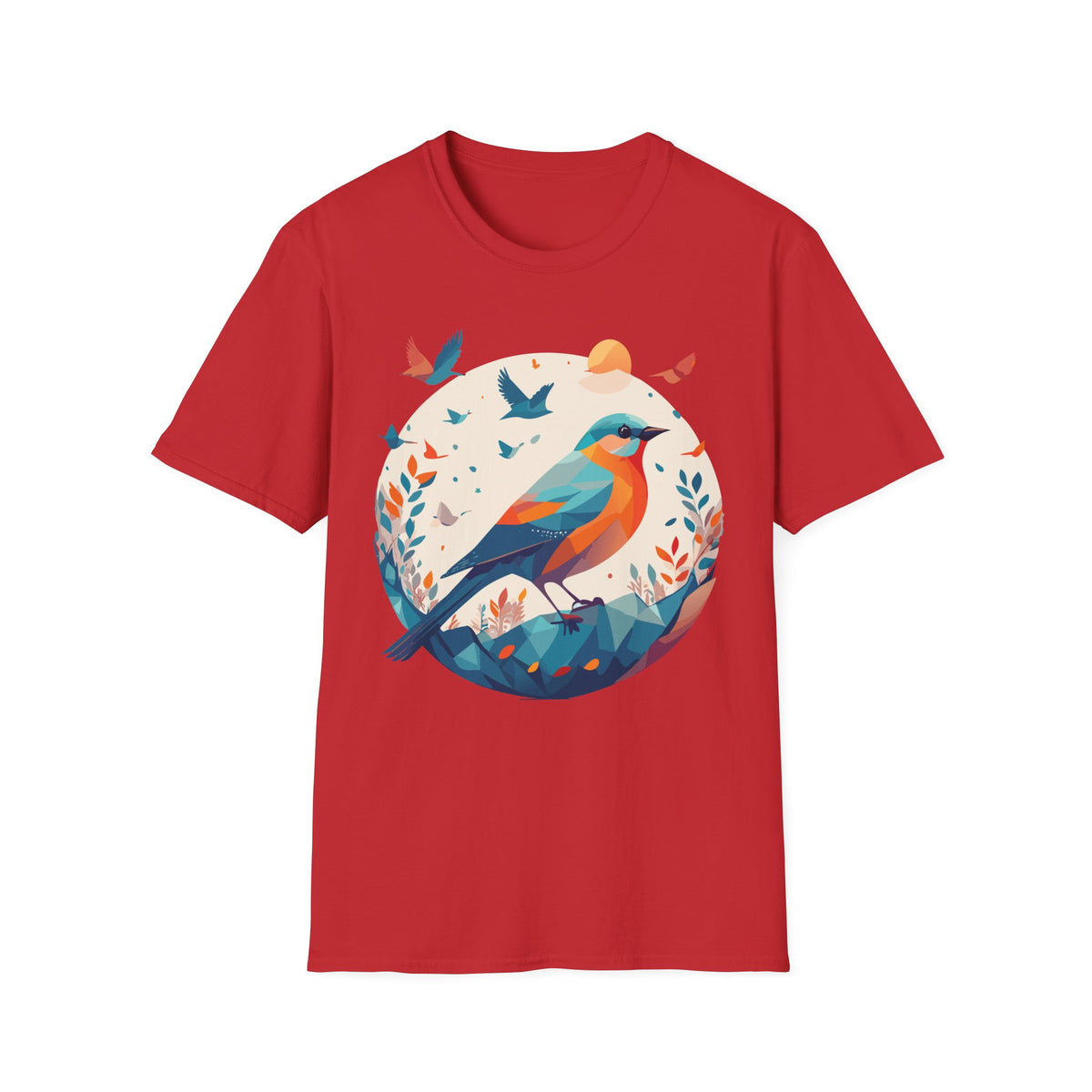 Colorful Geometric Bird T-Shirt | Vibrant Bird Illustration