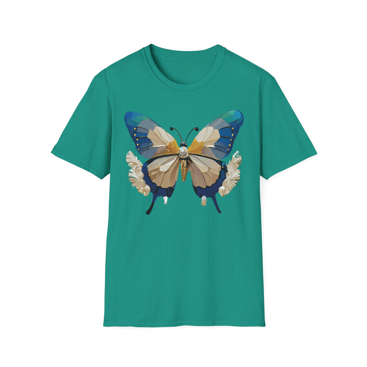 Butterfly Graphic T-Shirt — Earth Tone Floral Wing Design Graphic Tee Unisex 100 Cotton Gildan T-Shirt