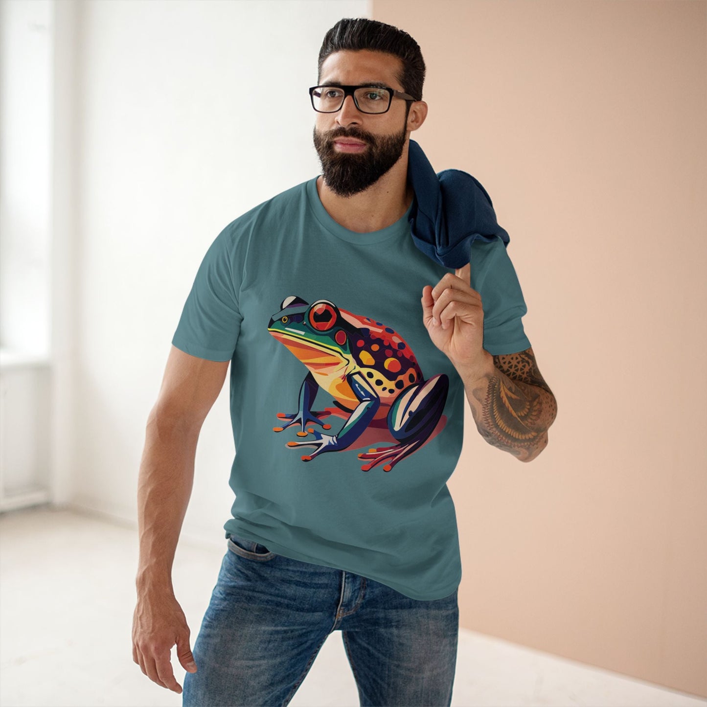 Unisex Frog Animal Shirt Art Tee By Retro2Nova Premium Cotton Staple Tee With Original Custom Artwork