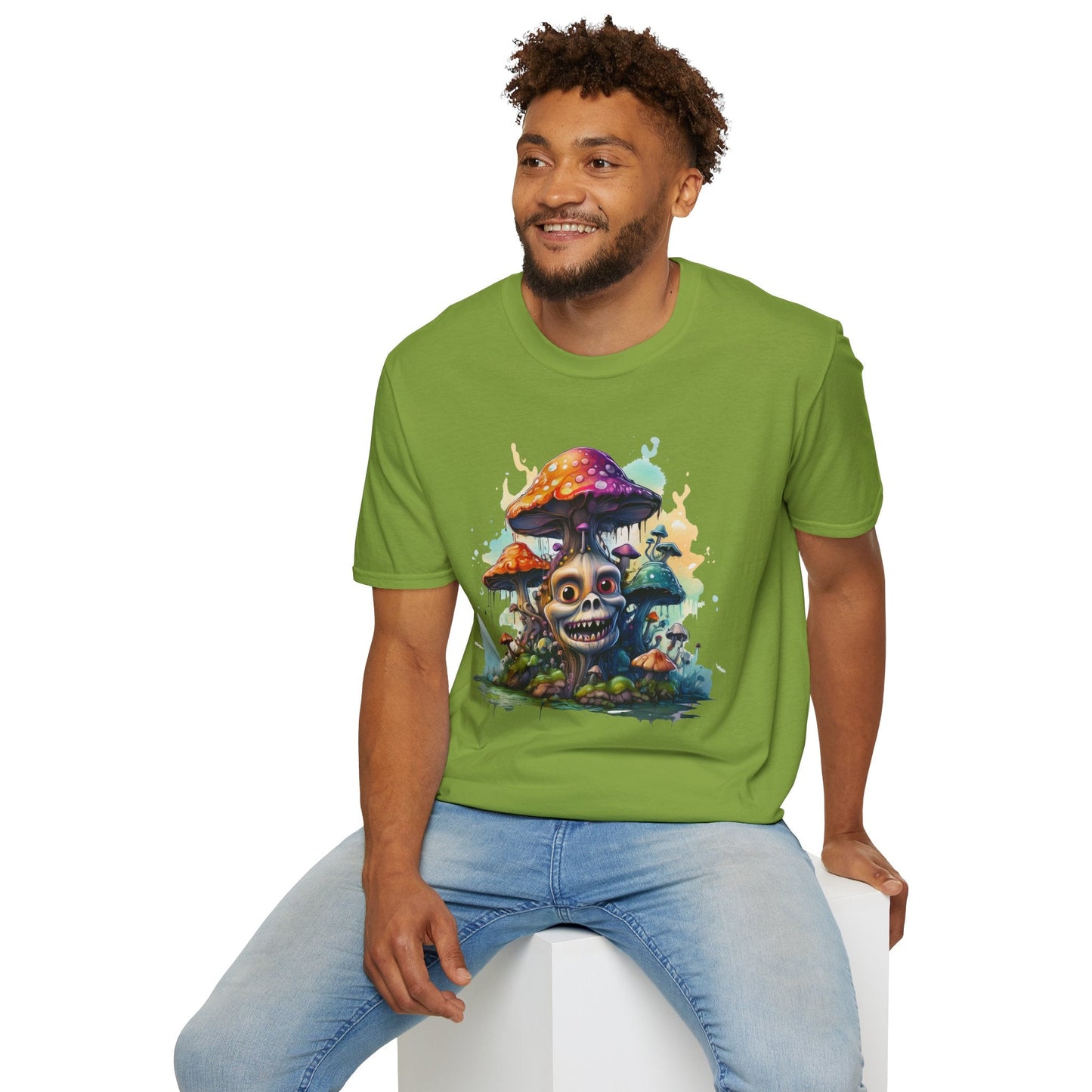 Funny Mashroom Graphic Unisex Softstyle Cotton With Cartoon Illustration Design 6