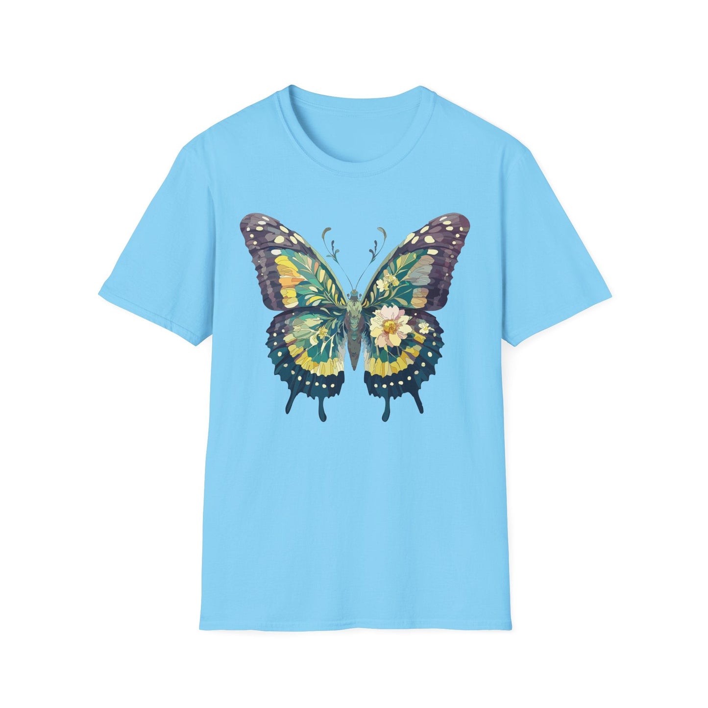 Butterfly Shirt Unisex Monarch Print T Shirt Gildan Softstyle 64000 Lightweight Tee