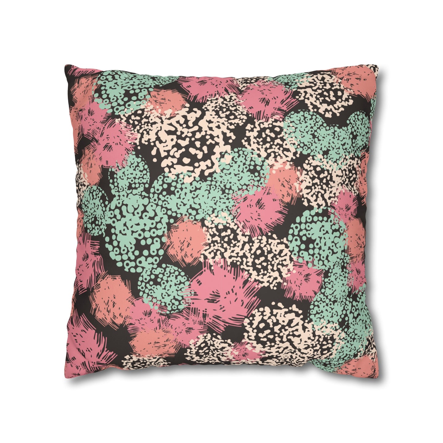 Faux Suede Pillowcase with Abstract print