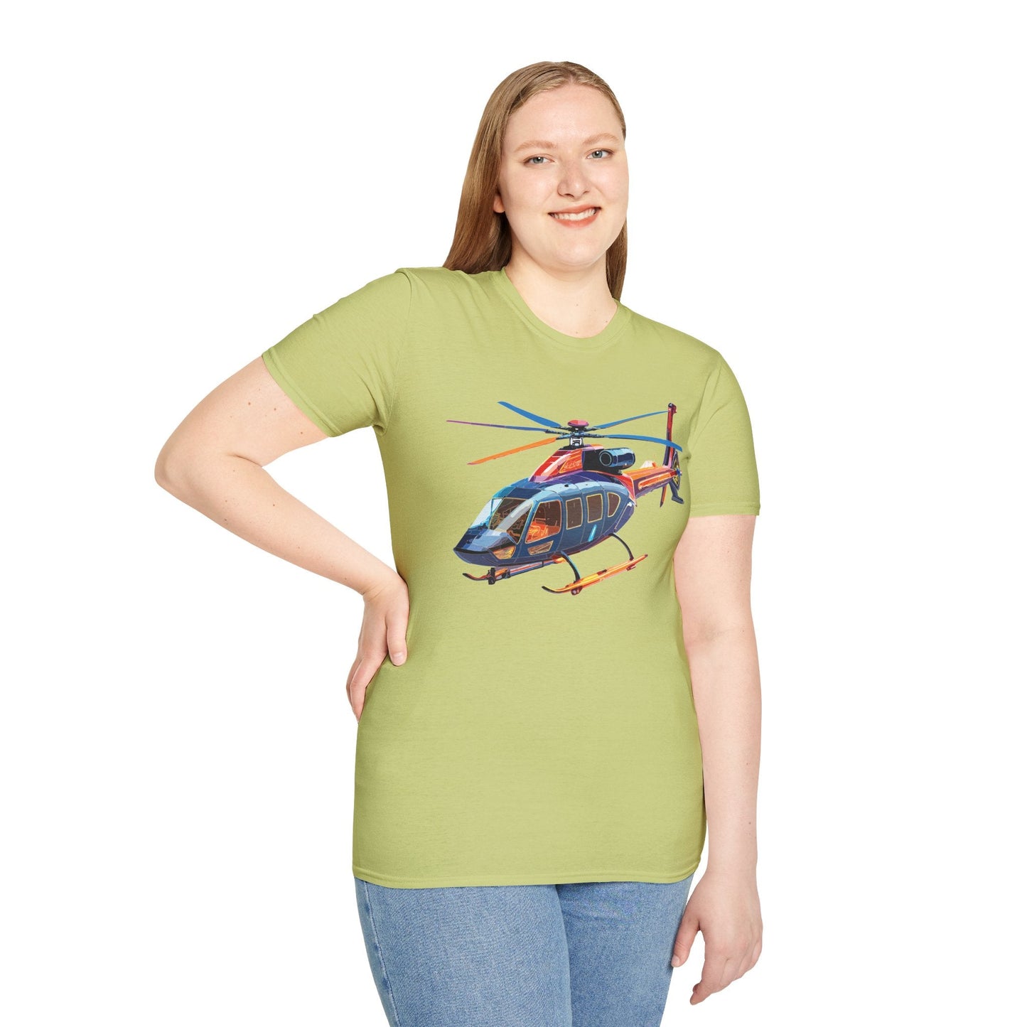 Chopper Helicopter Graphic T Shirt Unisex Softstyle Cotton Short Sleeve Artwork Design