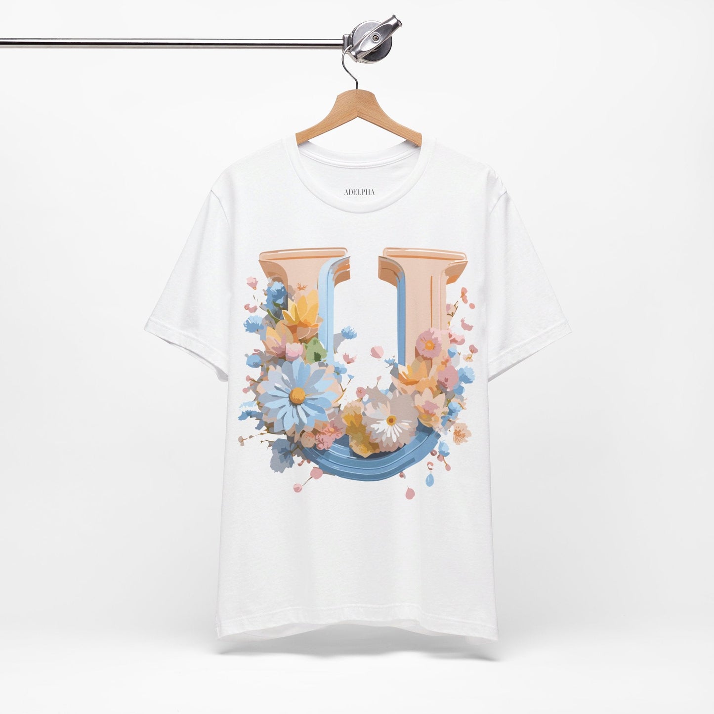 Letter U Shirt Unisex Graphic Tee By Adelpha Vintage Inspired Short Sleeve Art Design