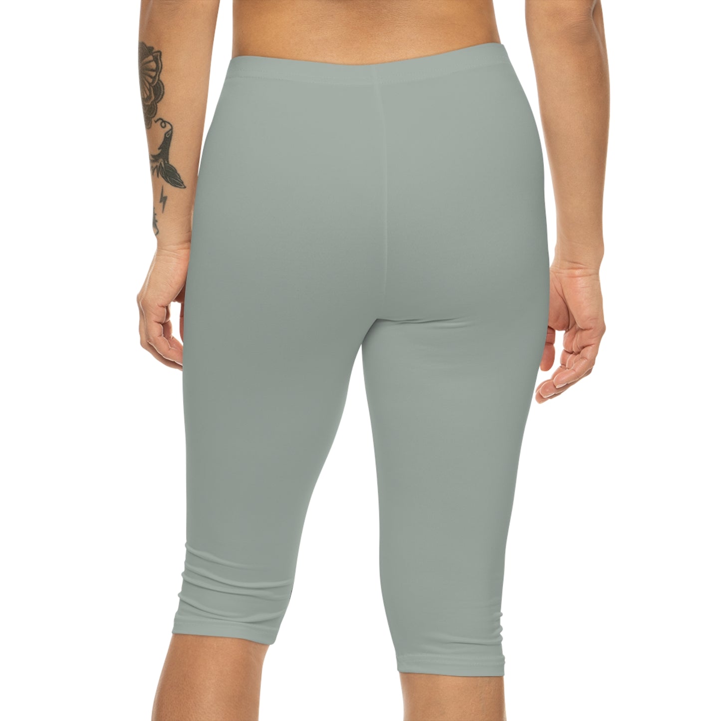 Light Ash Jade Color Women's Brushed Suede Poly Span Casual Capri Leggings XS-2XL