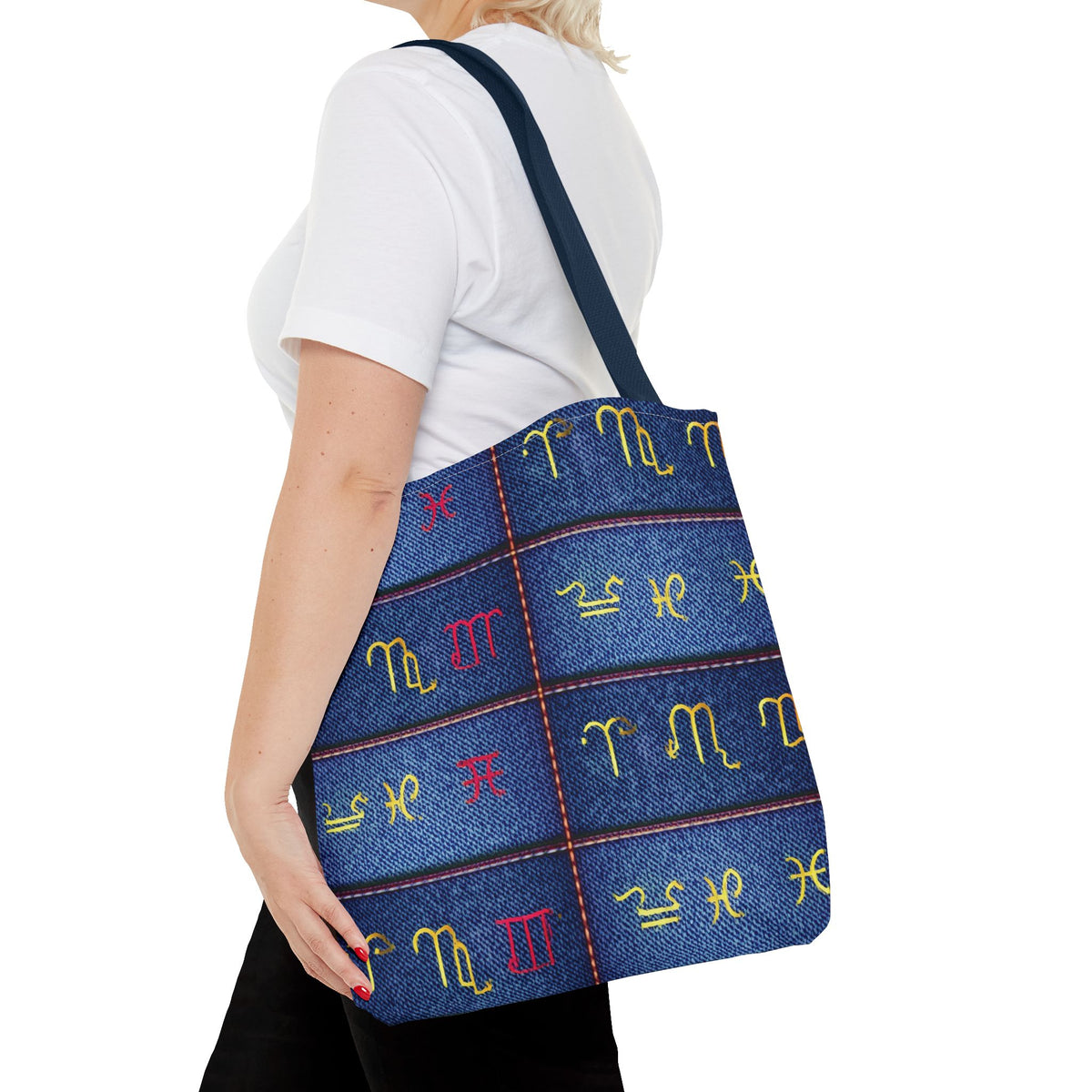 Denim Fabric Imitation Print Unisex Canvas Bag Poly Spun 3 Sizes Tote Bag 184-6